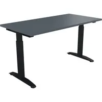 Soennecken Schreibtisch All in One, manuell höhenverstellbar, 65-85cm (H), 140x70cm (BxT), rechteckig, lavagrau / anthrazit metallic 400396