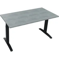 Soennecken Schreibtisch All in One, manuell höhenverstellbar, 65-85cm (H), 140x70cm (BxT), rechteckig, beton hell / anthrazit metallic 4003