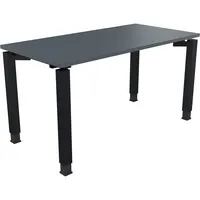 Soennecken Schreibtisch All in One, manuell höhenverstellbar, 68-82cm (H), 140x70cm (BxT), rechteckig, lavagrau / anthrazit metallic 400396