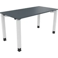 Soennecken Schreibtisch All in One, manuell höhenverstellbar, 68-82cm (H), 140x70cm (BxT), rechteckig, lavagrau / weiß 4003969076242 Soenne