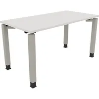 Soennecken Schreibtisch All in One, manuell höhenverstellbar, 68-82cm (H), 140x70cm (BxT), rechteckig, weiß / silberaluminium 4003969076143