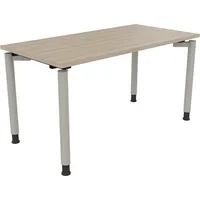 Soennecken Schreibtisch All in One, manuell höhenverstellbar, 68-82cm (H), 140x70cm (BxT), rechteckig, eiche natur / silberaluminium 400396