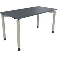 Soennecken Schreibtisch All in One, manuell höhenverstellbar, 68-82cm (H), 140x70cm (BxT), rechteckig, lavagrau / silberaluminium 400396908