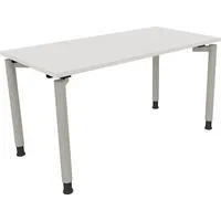 Soennecken Schreibtisch All in One, manuell höhenverstellbar, 68-82cm (H), 140x70cm (BxT), rechteckig, weiß / silberaluminium 4003969080836