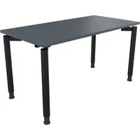 Soennecken Schreibtisch All in One, manuell höhenverstellbar, 68-82cm (H), 140x70cm (BxT), rechteckig, lavagrau / anthrazit metallic 400396
