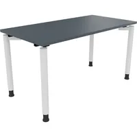Soennecken Schreibtisch All in One, manuell höhenverstellbar, 68-82cm (H), 140x70cm (BxT), rechteckig, lavagrau / weiß 4003969080881 Soenne