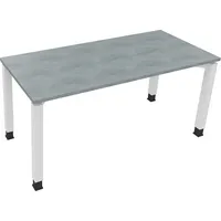 Soennecken Schreibtisch All in One, manuell höhenverstellbar, 68-82cm (H), 160x70cm (BxT), rechteckig, beton hell / weiß 4003969078024 Soen