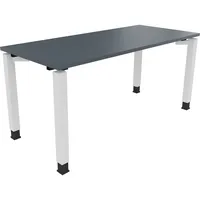 Soennecken Schreibtisch All in One, manuell höhenverstellbar, 68-82cm (H), 160x70cm (BxT), rechteckig, lavagrau / weiß 4003969077348 Soenne