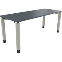 Soennecken Schreibtisch All in One, manuell höhenverstellbar, 68-82cm (H), 180x70cm (BxT), rechteckig, lavagrau / silberaluminium 400396907