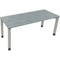 Soennecken Schreibtisch All in One, manuell höhenverstellbar, 68-82cm (H), 180x70cm (BxT), rechteckig, beton hell / silberaluminium 4003969