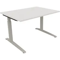 Soennecken Schreibtisch All in One, manuell höhenverstellbar, 65-85cm (H), 120x100cm (BxT), rechteckig, weiß / silberaluminium 400396907105