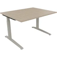 Soennecken Schreibtisch All in One, manuell höhenverstellbar, 65-85cm (H), 120x100cm (BxT), rechteckig, eiche natur / silberaluminium 40039