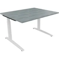 Soennecken Schreibtisch All in One, manuell höhenverstellbar, 65-85cm (H), 120x100cm (BxT), rechteckig, beton hell / weiß 4003969071155 Soe