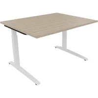 Soennecken Schreibtisch All in One, manuell höhenverstellbar, 65-85cm (H), 120x100cm (BxT), rechteckig, eiche natur / weiß 4003969071162 So