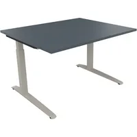 Soennecken Schreibtisch All in One, manuell höhenverstellbar, 65-85cm (H), 120x100cm (BxT), rechteckig, lavagrau / silberaluminium 40039690
