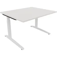 Soennecken Schreibtisch All in One, manuell höhenverstellbar, 65-85cm (H), 120x100cm (BxT), rechteckig, weiß / weiß 4003969071179 Soennecke