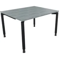 Soennecken Schreibtisch All in One, manuell höhenverstellbar, 68-82cm (H), 120x100cm (BxT), rechteckig, beton hell / anthrazit metallic 400