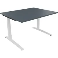 Soennecken Schreibtisch All in One, manuell höhenverstellbar, 65-85cm (H), 120x100cm (BxT), rechteckig, lavagrau / weiß 4003969071216 Soenn