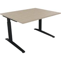Soennecken Schreibtisch All in One, manuell höhenverstellbar, 65-85cm (H), 120x100cm (BxT), rechteckig, eiche natur / anthrazit metallic 40