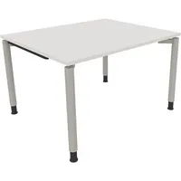 Soennecken Schreibtisch All in One, manuell höhenverstellbar, 68-82cm (H), 120x100cm (BxT), rechteckig, weiß / silberaluminium 400396908019