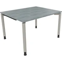 Soennecken Schreibtisch All in One, manuell höhenverstellbar, 68-82cm (H), 120x100cm (BxT), rechteckig, beton hell / silberaluminium 400396