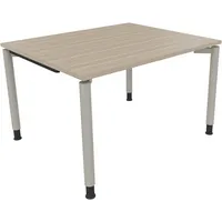 Soennecken Schreibtisch All in One, manuell höhenverstellbar, 68-82cm (H), 120x100cm (BxT), rechteckig, eiche natur / silberaluminium 40039