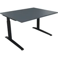 Soennecken Schreibtisch All in One, manuell höhenverstellbar, 65-85cm (H), 120x100cm (BxT), rechteckig, lavagrau / anthrazit metallic 40039