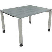 Soennecken Schreibtisch All in One, manuell höhenverstellbar, 68-82cm (H), 120x100cm (BxT), rechteckig, beton hell / silberaluminium 400396