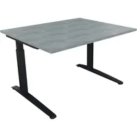 Soennecken Schreibtisch All in One, manuell höhenverstellbar, 65-85cm (H), 120x100cm (BxT), rechteckig, beton hell / anthrazit metallic 400