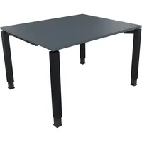 Soennecken Schreibtisch All in One, manuell höhenverstellbar, 68-82cm (H), 120x100cm (BxT), rechteckig, lavagrau / anthrazit metallic 40039