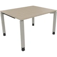 Soennecken Schreibtisch All in One, manuell höhenverstellbar, 68-82cm (H), 120x100cm (BxT), rechteckig, eiche natur / silberaluminium 40039