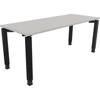 Soennecken Schreibtisch All in One, manuell höhenverstellbar, 68-82cm (H), 180x70cm (BxT), rechteckig, lichtgrau / anthrazit metallic 40039