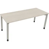 Soennecken Schreibtisch All in One, manuell höhenverstellbar, 68-82cm (H), 180x70cm (BxT), rechteckig, akazie hell / silberaluminium 400396