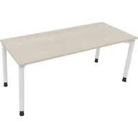 Soennecken Schreibtisch All in One, manuell höhenverstellbar, 68-82cm (H), 180x70cm (BxT), rechteckig, akazie hell / weiß 4003969086678 Soe