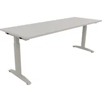 Soennecken Schreibtisch All in One, manuell höhenverstellbar, 65-85cm (H), 200x70cm (BxT), rechteckig, lichtgrau / silberaluminium 40039690