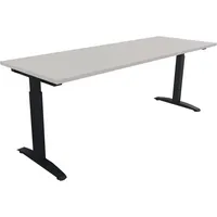Soennecken Schreibtisch All in One, manuell höhenverstellbar, 65-85cm (H), 200x70cm (BxT), rechteckig, lichtgrau / anthrazit metallic 40039