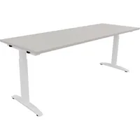 Soennecken Schreibtisch All in One, manuell höhenverstellbar, 65-85cm (H), 200x70cm (BxT), rechteckig, lichtgrau / weiß 4003969075283 Soenn