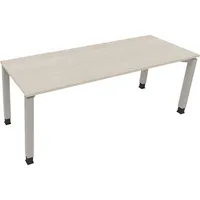 Soennecken Schreibtisch All in One, manuell höhenverstellbar, 68-82cm (H), 200x70cm (BxT), rechteckig, akazie hell / silberaluminium 400396