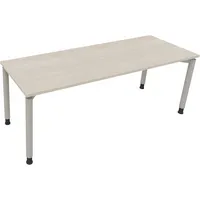 Soennecken Schreibtisch All in One, manuell höhenverstellbar, 68-82cm (H), 200x70cm (BxT), rechteckig, akazie hell / silberaluminium 400396