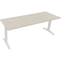 Soennecken Schreibtisch All in One, manuell höhenverstellbar, 65-85cm (H), 200x70cm (BxT), rechteckig, akazie hell / weiß 4003969075337 Soe