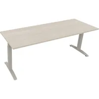 Soennecken Schreibtisch All in One, manuell höhenverstellbar, 65-85cm (H), 200x70cm (BxT), rechteckig, akazie hell / silberaluminium 400396