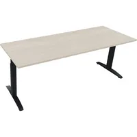 Soennecken Schreibtisch All in One, manuell höhenverstellbar, 65-85cm (H), 200x70cm (BxT), rechteckig, akazie hell / anthrazit metallic 400