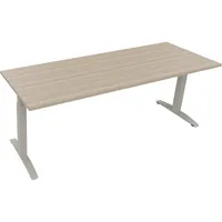 Soennecken Schreibtisch All in One, manuell höhenverstellbar, 65-85cm (H), 200x70cm (BxT), rechteckig, eiche natur / silberaluminium 400396