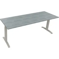 Soennecken Schreibtisch All in One, manuell höhenverstellbar, 65-85cm (H), 200x70cm (BxT), rechteckig, beton hell / silberaluminium 4003969