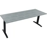 Soennecken Schreibtisch All in One, manuell höhenverstellbar, 65-85cm (H), 200x70cm (BxT), rechteckig, beton hell / anthrazit metallic 4003