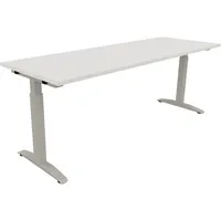 Soennecken Schreibtisch All in One, manuell höhenverstellbar, 65-85cm (H), 200x70cm (BxT), rechteckig, weiß / silberaluminium 4003969075306