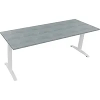 Soennecken Schreibtisch All in One, manuell höhenverstellbar, 65-85cm (H), 200x70cm (BxT), rechteckig, beton hell / weiß 4003969075269 Soen