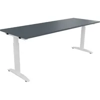 Soennecken Schreibtisch All in One, manuell höhenverstellbar, 65-85cm (H), 200x70cm (BxT), rechteckig, lavagrau / weiß 4003969075276 Soenne