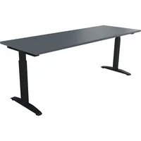 Soennecken Schreibtisch All in One, manuell höhenverstellbar, 65-85cm (H), 200x70cm (BxT), rechteckig, lavagrau / anthrazit metallic 400396