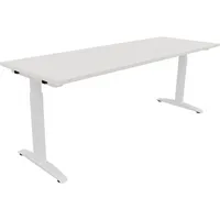 Soennecken Schreibtisch All in One, manuell höhenverstellbar, 65-85cm (H), 200x70cm (BxT), rechteckig, weiß / weiß 4003969075221 Soennecken